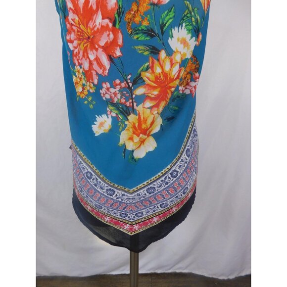 iZ Byer Teal Floral Cami Blouse Spaghetti Strap Boho Witch S - Picture 7 of 12